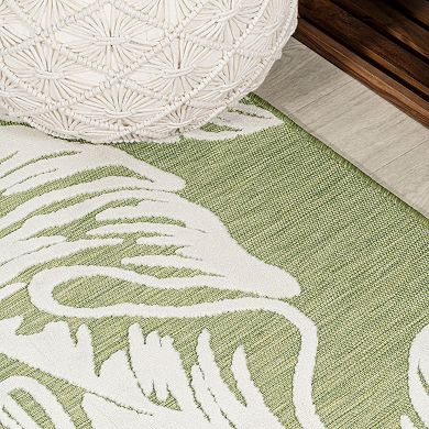 Tobago High-low Two Tone Monstera Leaf Area Rug
