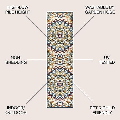 Flora Abstract Bold Mandala High-low Indoor/outdoor Area Rug