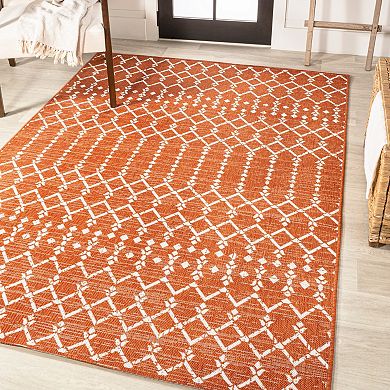 Ourika Moroccan Geometric Textured Weave Light Indoor/Outdoor Area Rug