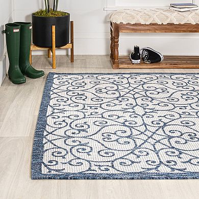 Madrid Vintage Filigree Textured Weave Indoor/Outdoor Area Rug