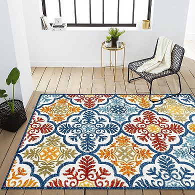 Cassis Ornate Ogee Trellis High-low Indoor/outdoor Area Rug