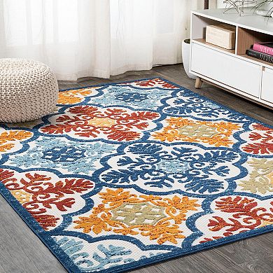 Cassis Ornate Ogee Trellis High-low Indoor/outdoor Area Rug