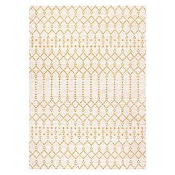 Ourika Moroccan Geometric Textured Weave Light Indoor/Outdoor Area Rug