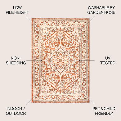 Sinjuri Medallion Textured Weave Indoor/outdoor Area Rug