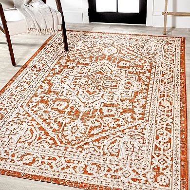 Sinjuri Medallion Textured Weave Indoor/outdoor Area Rug