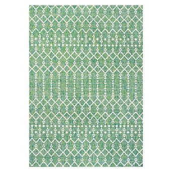 Ourika Moroccan Geometric Textured Weave Light Indoor/Outdoor Area Rug