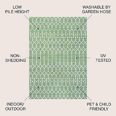 Ourika Moroccan Geometric Textured Weave Light Indoor/Outdoor Area Rug