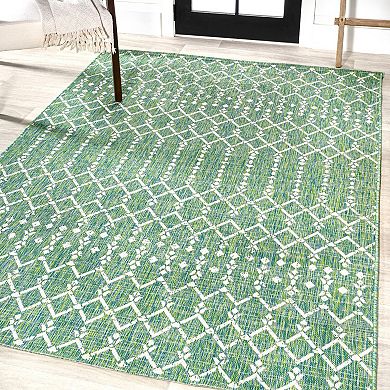 Ourika Moroccan Geometric Textured Weave Light Indoor/Outdoor Area Rug