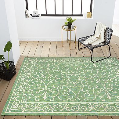 Charleston Vintage Filigree Textured Weave Indoor/outdoor Runner Rug