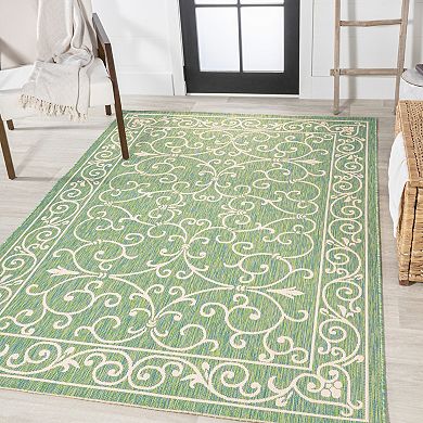 Charleston Vintage Filigree Textured Weave Indoor/outdoor Runner Rug