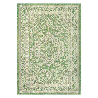 Sinjuri Medallion Textured Weave Indoor/outdoor Area Rug