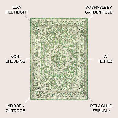 Sinjuri Medallion Textured Weave Indoor/outdoor Area Rug