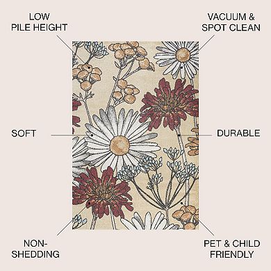 Dizi Modern Botanical Wildflower Area Rug