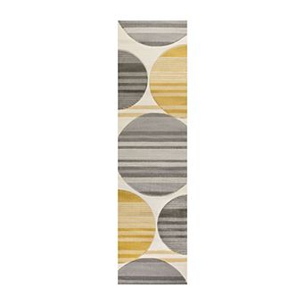 Nicky Geometric Striped Circles Area Rug