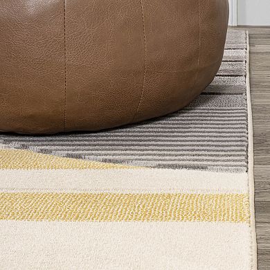 Nicky Geometric Striped Circles Area Rug