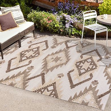 Sumak High-low Pile Neutral Diamond Kilim Area Rug