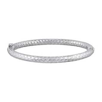 ITALIAN LUSTER Sterling Silver Hammered Finish Bangle Bracelet