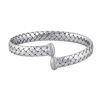ITALIAN LUSTER Sterling Silver Braided Cuff Bracelet