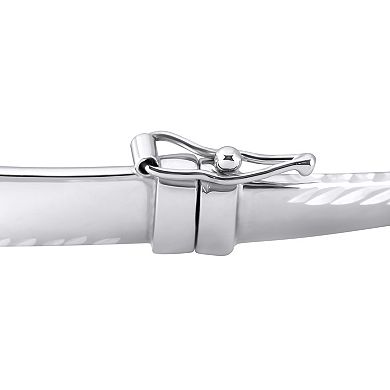 ITALIAN LUSTER Sterling Silver Diamond Cut Bangle Bracelet