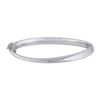 ITALIAN LUSTER Sterling Silver Diamond Cut Bangle Bracelet