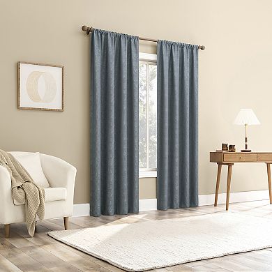 Sun Zero Bronte Floral Jacquard 100% Blackout Single Window Curtain Panel