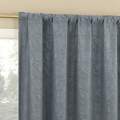 Sun Zero Bronte Floral Jacquard 100% Blackout Single Window Curtain Panel