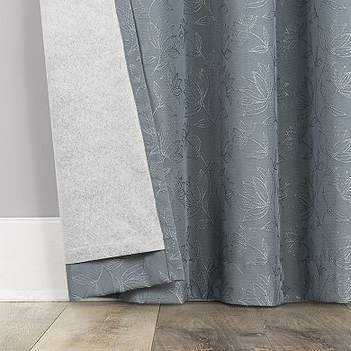 Sun Zero Bronte Floral Jacquard 100% Blackout Single Window Curtain Panel