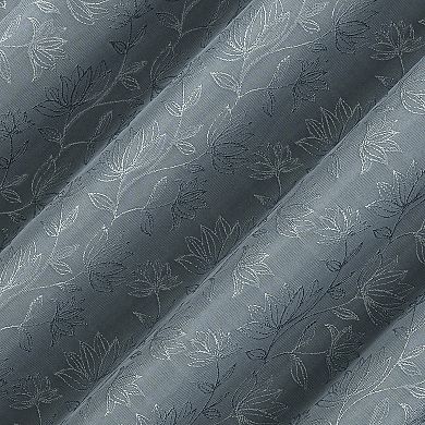 Sun Zero Bronte Floral Jacquard 100% Blackout Single Window Curtain Panel