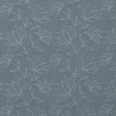 Sun Zero Bronte Floral Jacquard 100% Blackout Single Window Curtain Panel