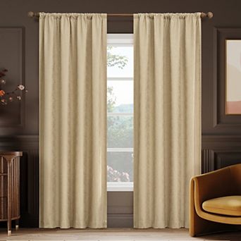 Sun Zero Bronte Floral Jacquard 100% Blackout Single Window Curtain Panel
