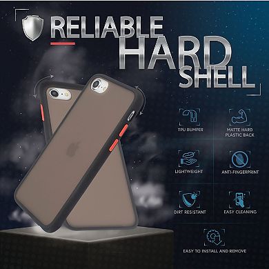 Translucent Matte Soft Edges Hybrid Case Cover For iPhone SE 2020 (2nd), Black