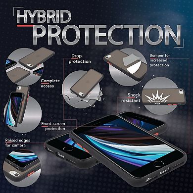 Translucent Matte Soft Edges Hybrid Case Cover For iPhone SE 2020 (2nd), Black