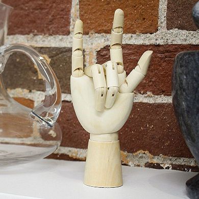 Wooden Hand Model, 7" Art Mannequin Figure with Posable Fingers for Drawing