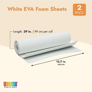 2x White EVA Foam Sheet for Craft, Kid Art, Padding, Cosplay, 2mm Thick 13.7x39"