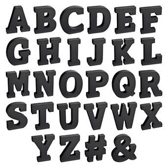 54 pc Black 3D Wood Alphabet Letters with 2 Symbols for Wedding Decoration