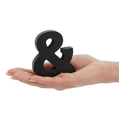 54 Pieces Black 3D Wood Alphabet Letters with 2 Symbols for Wedding Decoration