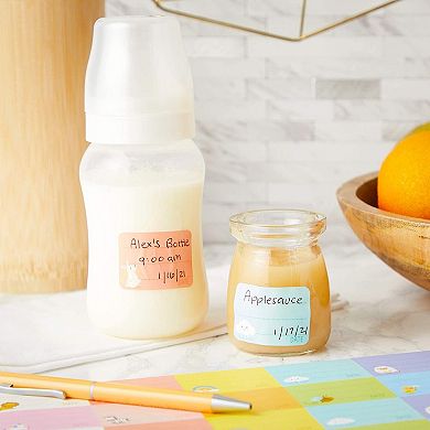Removable Baby Bottle Labels for Daycare, 25 Sheets (10 Colors, 500 Pieces)