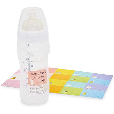 Removable Baby Bottle Labels for Daycare, 25 Sheets (10 Colors, 500 Pieces)