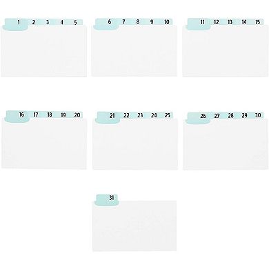 2x Daily Index Card Dividers with UV Laminated Tabs, Numbers 1-31 5 x 3.5 in