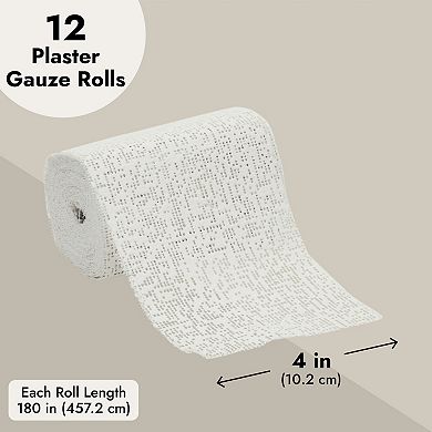 Plaster Cloth Rolls for Belly Casting and Crafts, 4 In x 15 Ft Each (12 Pack)