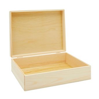 Unfinished Wooden Box with Hinged Lid for Jewelry & Crafts Storage, 9x12x3.3 In