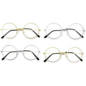 Wizard Glasses, Halloween Costume Accessories (Gold and Silver, 4 Pack)