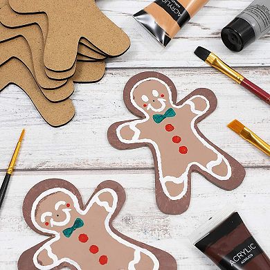 24 Pack Wooden Gingerbread Men for Crafts, DIY Christmas Ornaments, 3.5 x 4.5 In