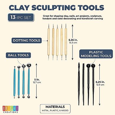13 Pcs Ball Stylus Dotting Tools Polymer Modeling Clay Sculpting Rock Painting