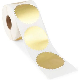 Round Gold Mailing Label Stickers Roll, Envelope Seal (2 in 500 Pieces)