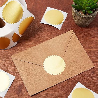 Round Gold Mailing Label Stickers Roll, Envelope Seal (2 in, 500 Pieces)