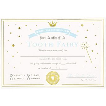 32 Pack 4 x 6 in Tooth Fairy Paper Certificate with Gold Foil for Kids, Ivory