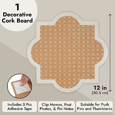 Decorative Cork Board Bulletin for Office or School (12 x 12 Inches)