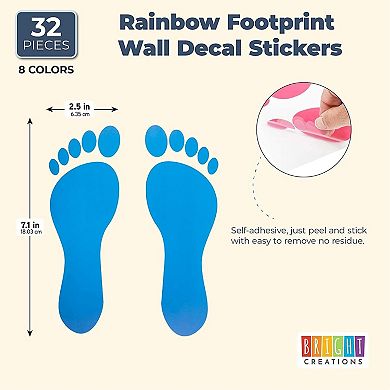 Kids Footprint Decal Stickers for Classroom Decor (32 Pairs)