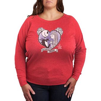 Plus Size Disney's The Nightmare Before Christmas Jack & Sally French Terry Long Sleeve Tee